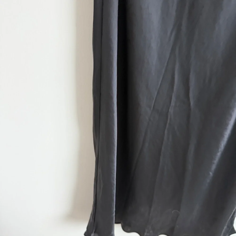 Abercrombie Black Satin Strapless Maxi Dress Women's Size‎ Large NWT